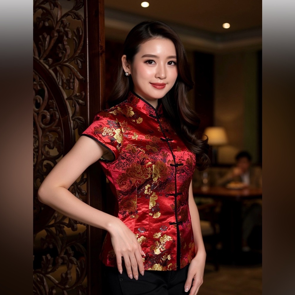 Robbie Bee Red Kimono Shirt - Picture 3 of 10